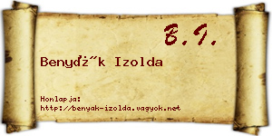 Benyák Izolda névjegykártya